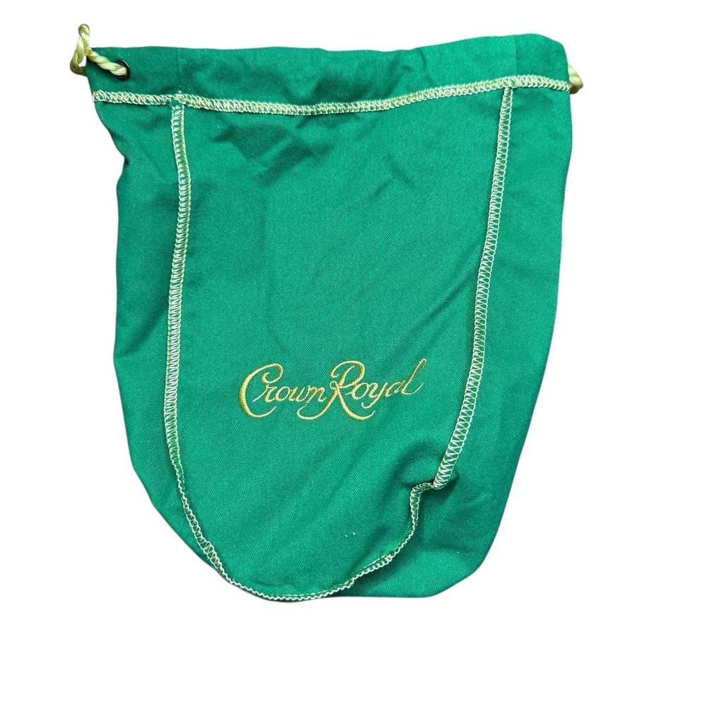 Crown Royal Green Drawstring Bag Pouch Gold Trim Embroidered Logo Empty Cloth‎